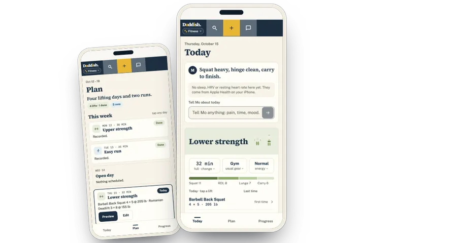 Fitness’s Today in the Daddish app: today’s session, sized to the time there is.